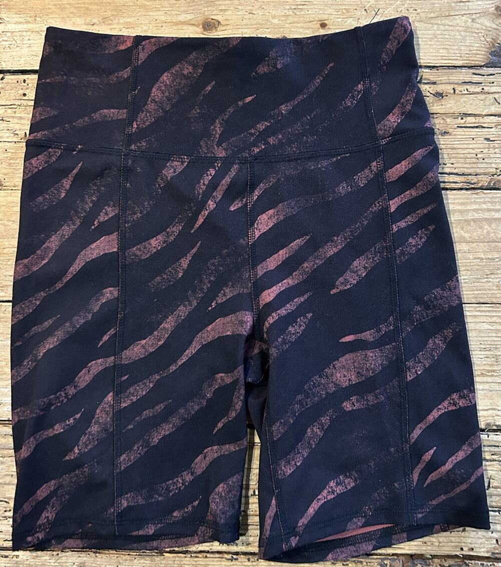 Zyia women’s size S deep purple zebra print above the knee athletic shorts